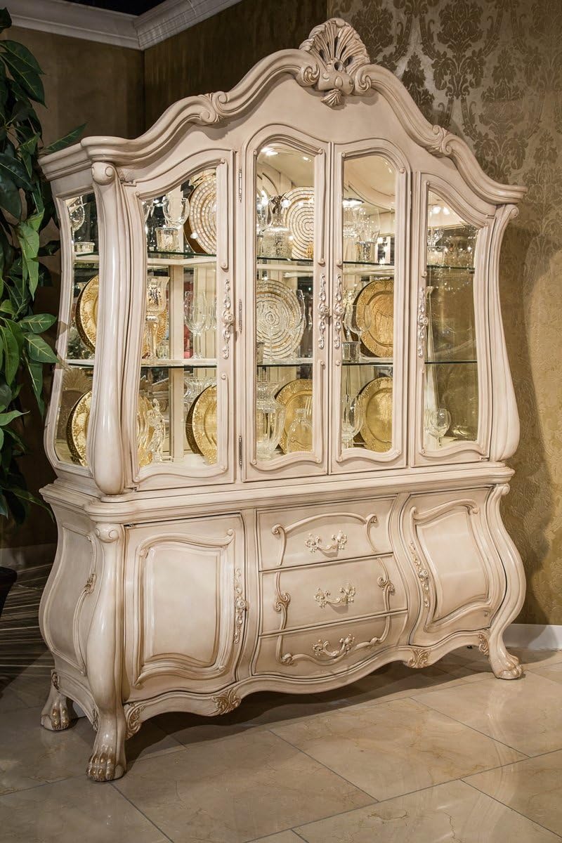 Aico Amini Chateau de Lago Dining Furniture in Blanc Finish (China Cabinet)