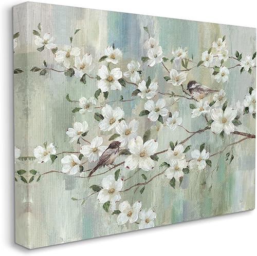 Miniatura 2 de Stupell Industries Delicadas flores de cerezo con pájaros encaramados, pintura clásica, lienzo para pared, diseño de Nan