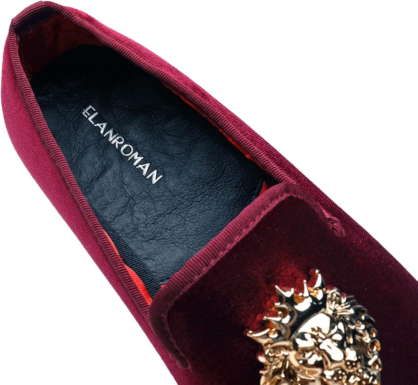 ELANROMAN Men's Loafers Gold Buckle Wedding Party Prom Velvet Dress Shoes - Image 7