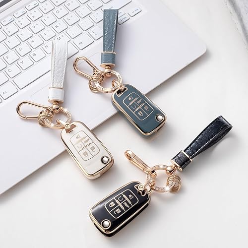 Miniatura 5 de Funda para llavero Chevy con llavero, funda protectora de 5 botones para Chevy Camaro Equinox Cruze Sonic Malibu GMC Terrain y Buick Lacrosse Regal