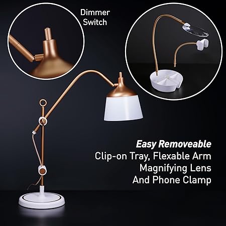 daylight daylight Anita Table Lamp Crafting Lamp with Dimmer Switch, 3 Color Modes, 6000 Kelvin, Extendable Arm & Magnifying Lens for Quilting, Stitching, Arts & Crafts photo 3