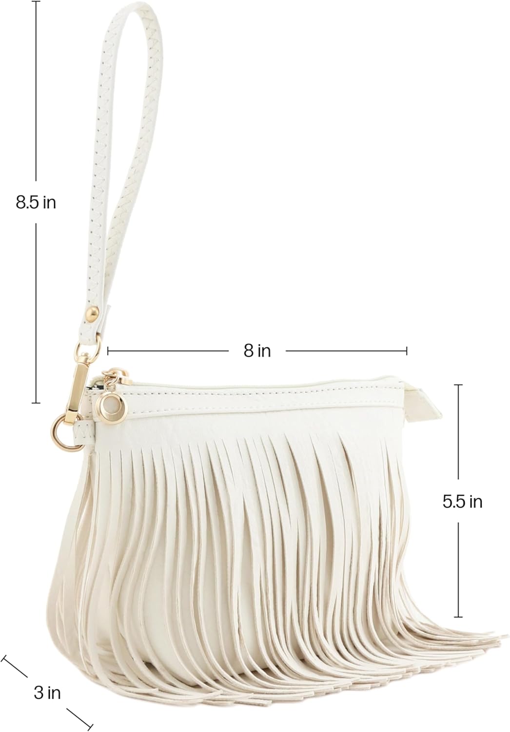 FashionPuzzle Small Fringe Crossbody Bag with Wrist Strap - Image 7