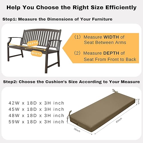 Miniatura 131 de idee-home Cojín de banco para exteriores impermeable, cojines de banco para muebles de exterior, almohadilla de asiento de repuesto para columpio