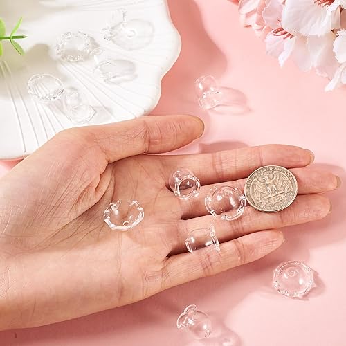 Vista 74 de FASHEWELRY 10 cuentas de cristal hechas a mano, cuentas florales de cristal, cuentas espaciadoras de flores de trompeta transparentes, cuentas