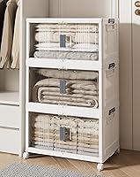 Vista 18 de OlarHike 76QT - Contenedores de almacenamiento apilables con tapas, caja de almacenamiento plegable con puertas y ruedas, contenedores de plástico