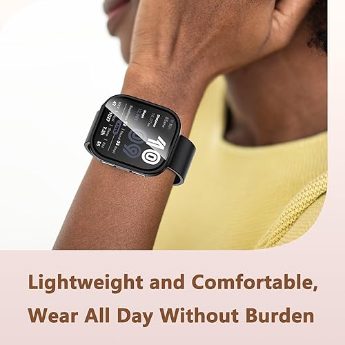 Miniatura 7 de EWUONU Paquete de 2 fundas compatibles con Amazfit Bip 6, protector de pantalla de vidrio templado con cubierta de policarbonato duro, a prueba