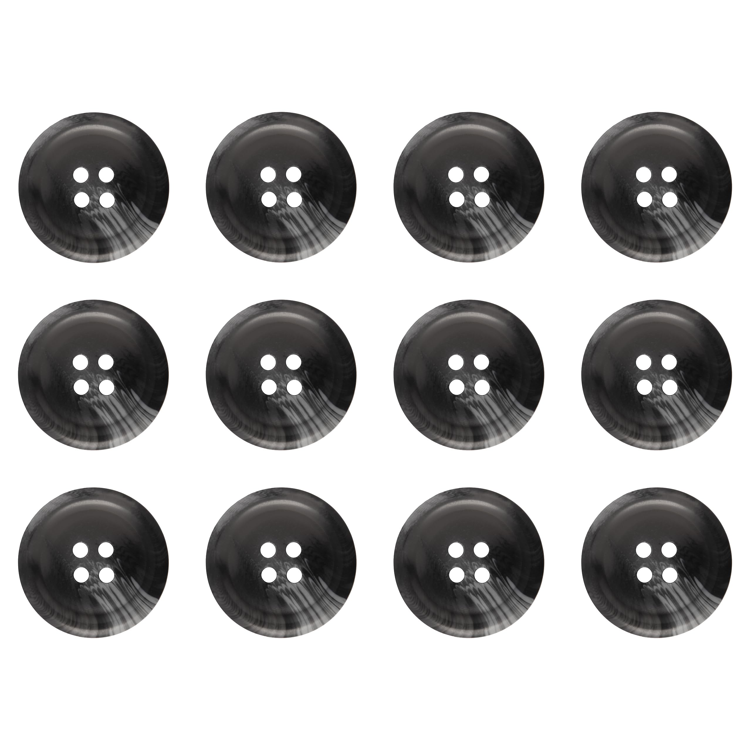 Pack of 12 Dark Grey 23mm Buttons Round Faux Horn Sew On Plastic Button for Coats Jackets Cardigans Flat 4 Holes 36L