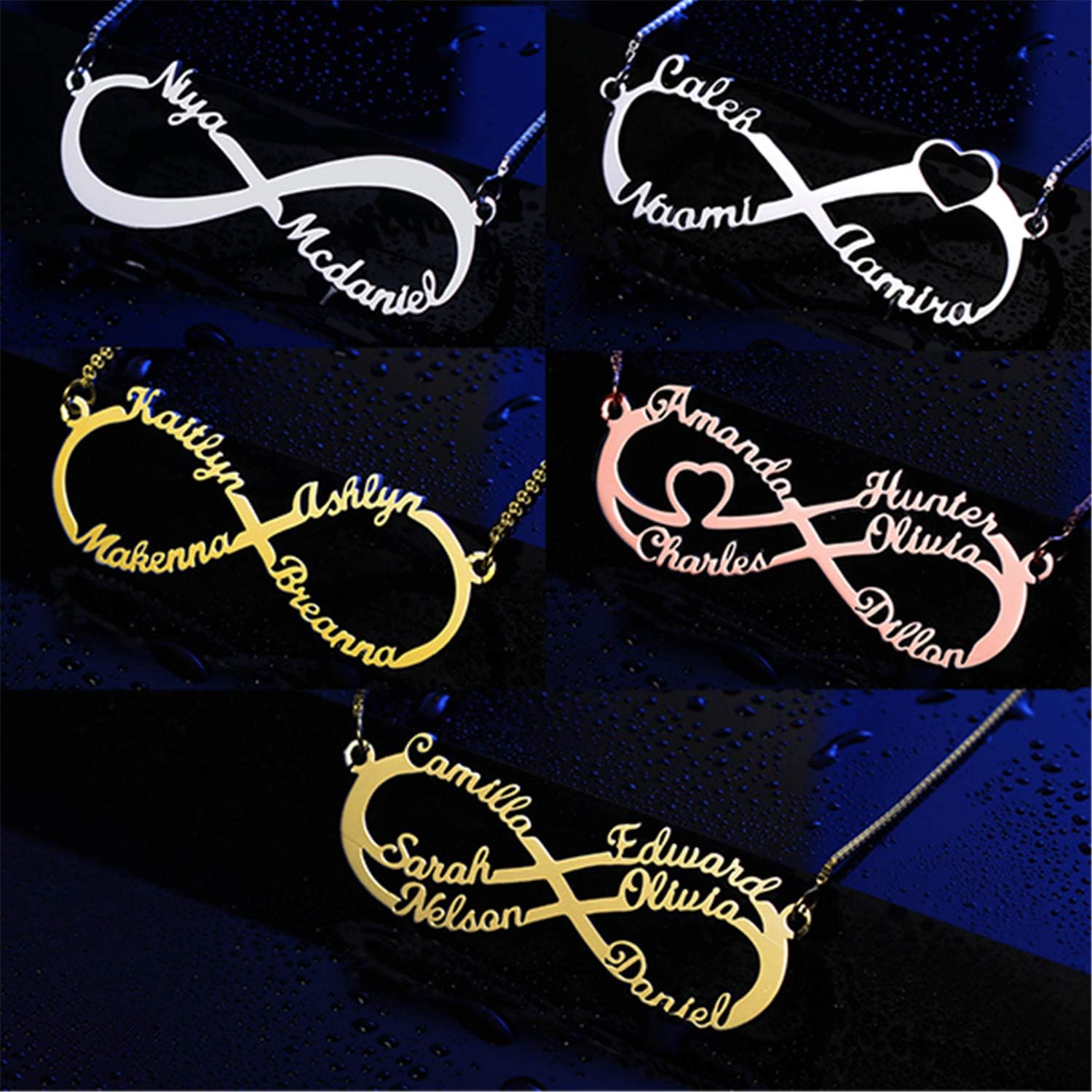 Getname Necklace Personalized Infinity Family Name Pendant with Any Names Eternal Infinity Name Necklace Brass