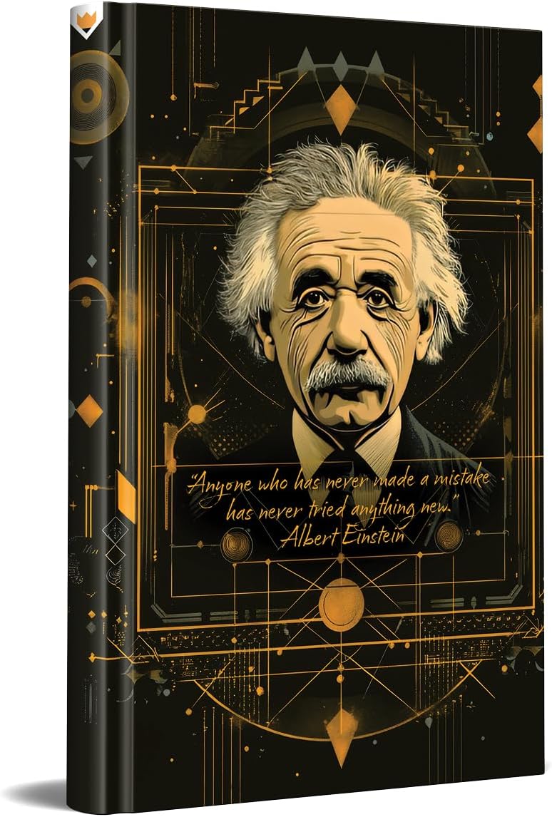 Albert Einstein Tasarımlı Çizgili Not Defteri – 13x21 Cm Sert Kapak 192 Sayfa