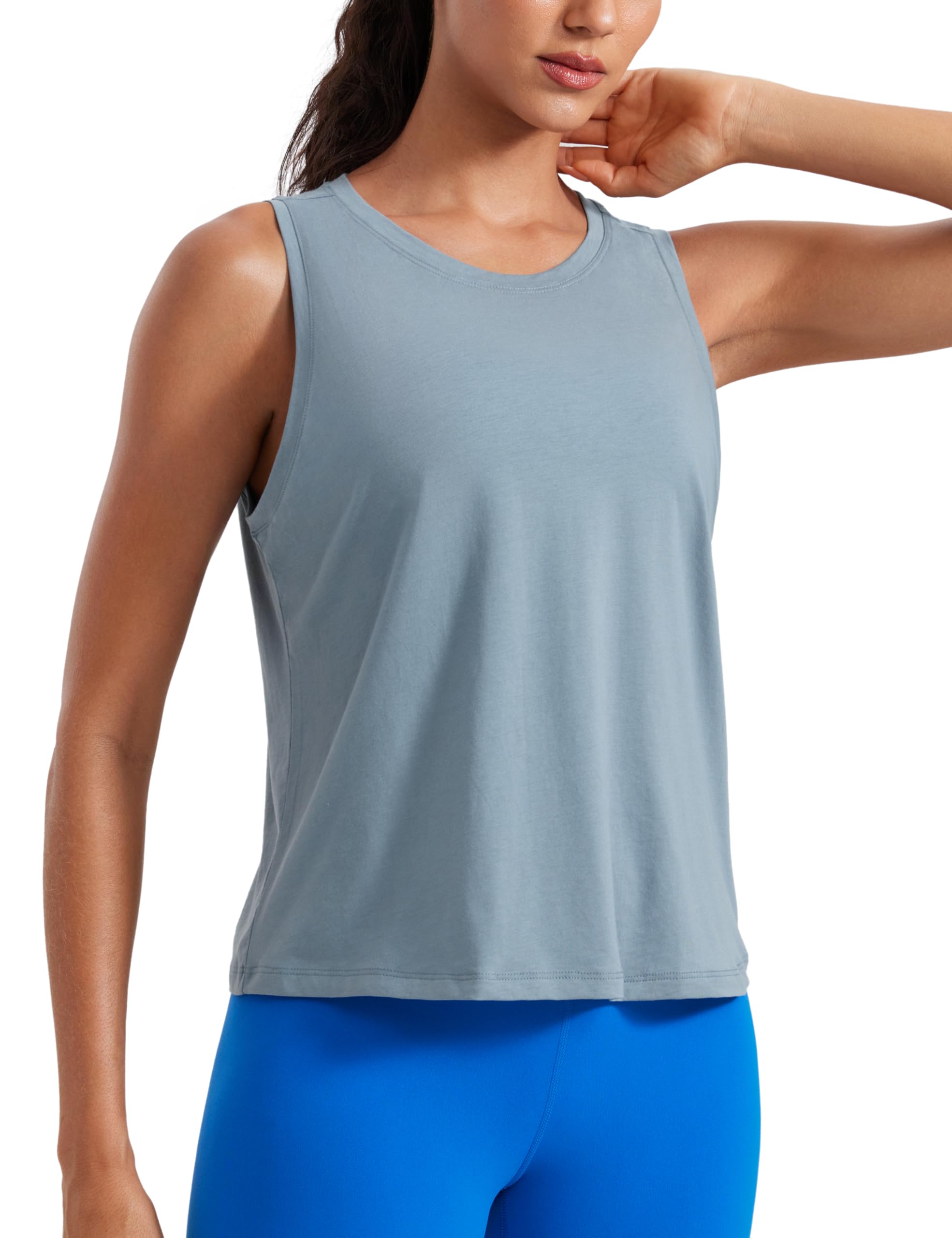 CRZ YOGA Mujer Pima Algodón Camiseta Tirantes Suelto Ejercicio Gimnasio Yoga Running Sin Mangas Tank Tops