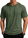 MAGCOMSEN Sweat-shirts à capuche courte manches pour hommes Gym to Street Tshirt Muscle Regular Fit Sweats Léger Cotton Hoote Tops
