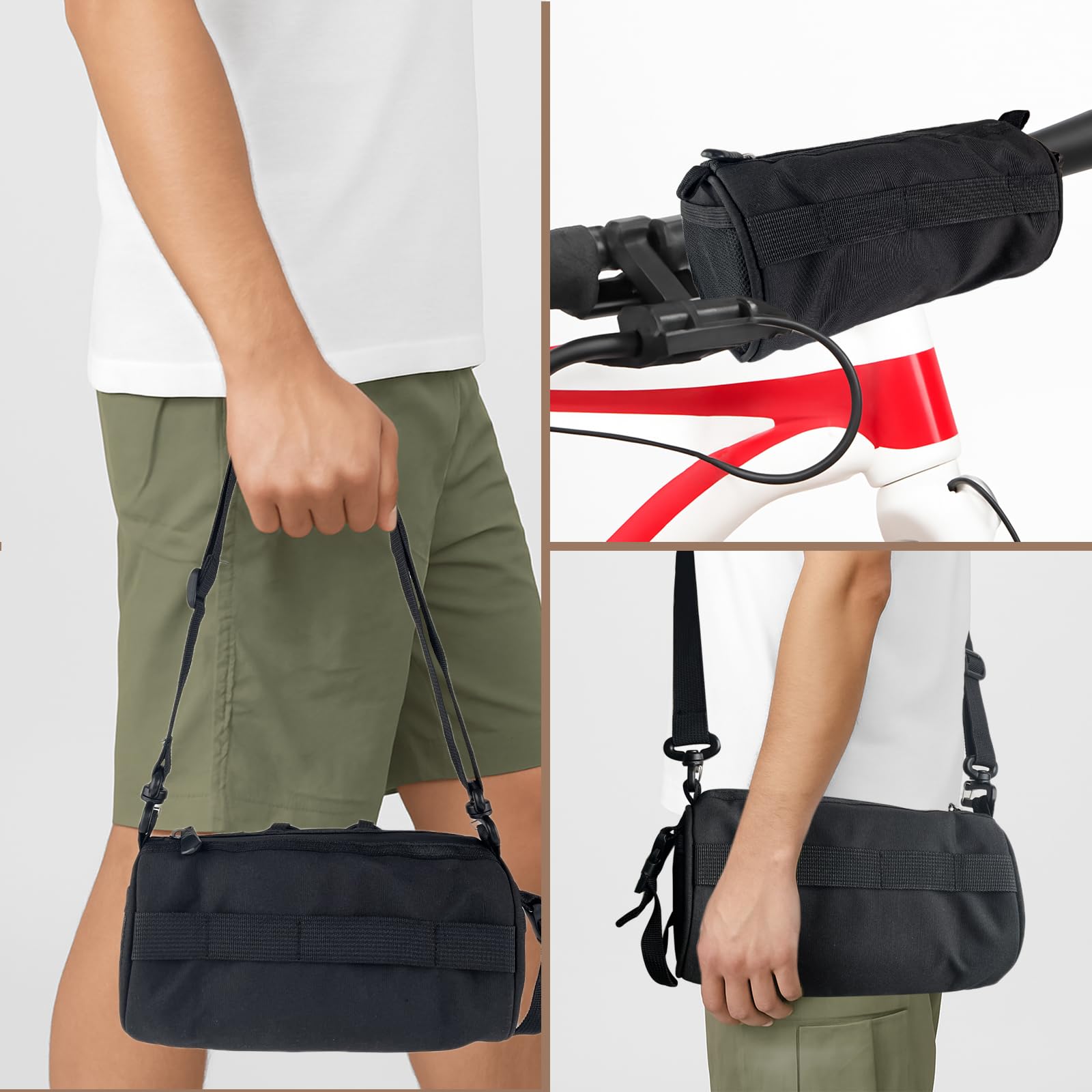 Borsa da bicicletta impermeabile manubrio MTB 2,4L con corda elastica
