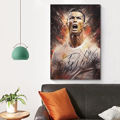 Miniatura 4 de LEFEDA Cristiano Ronaldo - Póster de fútbol para decoración artística de pared, lienzo para decoración de dormitorio, 12 x 18 pulgadas, 2 unidades