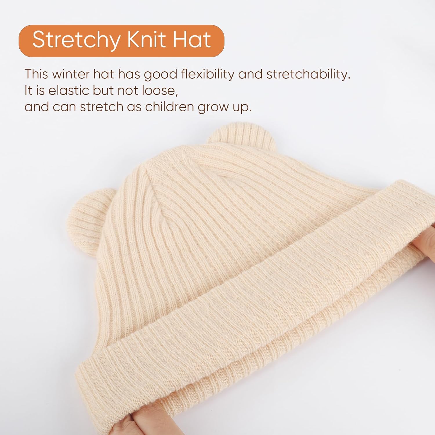 Baby Beanies Toddler Winter Hats with Bear Ears Soft Infant Knit Hat Warm Skull Cap for Baby Boys Girls 0-24 Months - Image 5