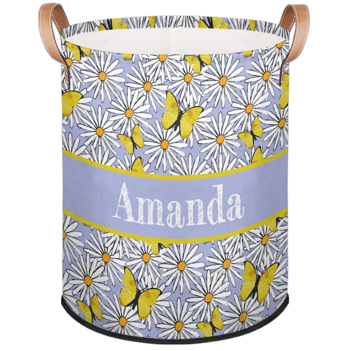 Personalized Laundry Hamper with Name Custom Name Collapsible Dirty Clothes Basket Circular Laundry Baske with Handles for Bathroom Bedrooms Dorm Chrysanthemum