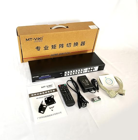 MT-VIKI 4K HDMI Matrix Switch 8X8 Support Web GUI w/IR Remote, 3.5mm Stereo Audio, Rack Mount Switcher & Splitter, 4K@30Hz, EDID, RS232, LAN Port