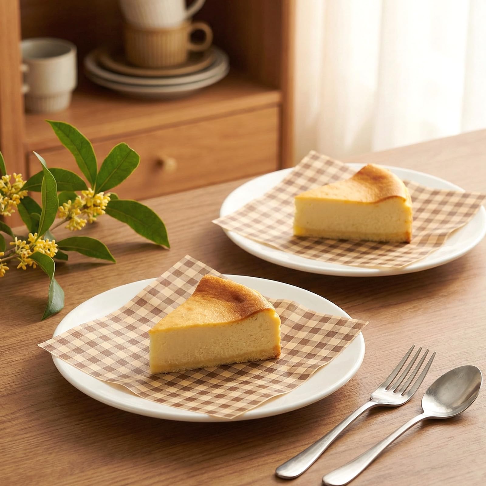 100 sztuk woskowanych arkuszy papieru delikatesowego, 18 cm x 18 cm kwadraty odporne na tłuszcz, w kratkę, do oklejania kanapek i burgerów, papier do pieczenia, arkuszy do pakowania delikatesów