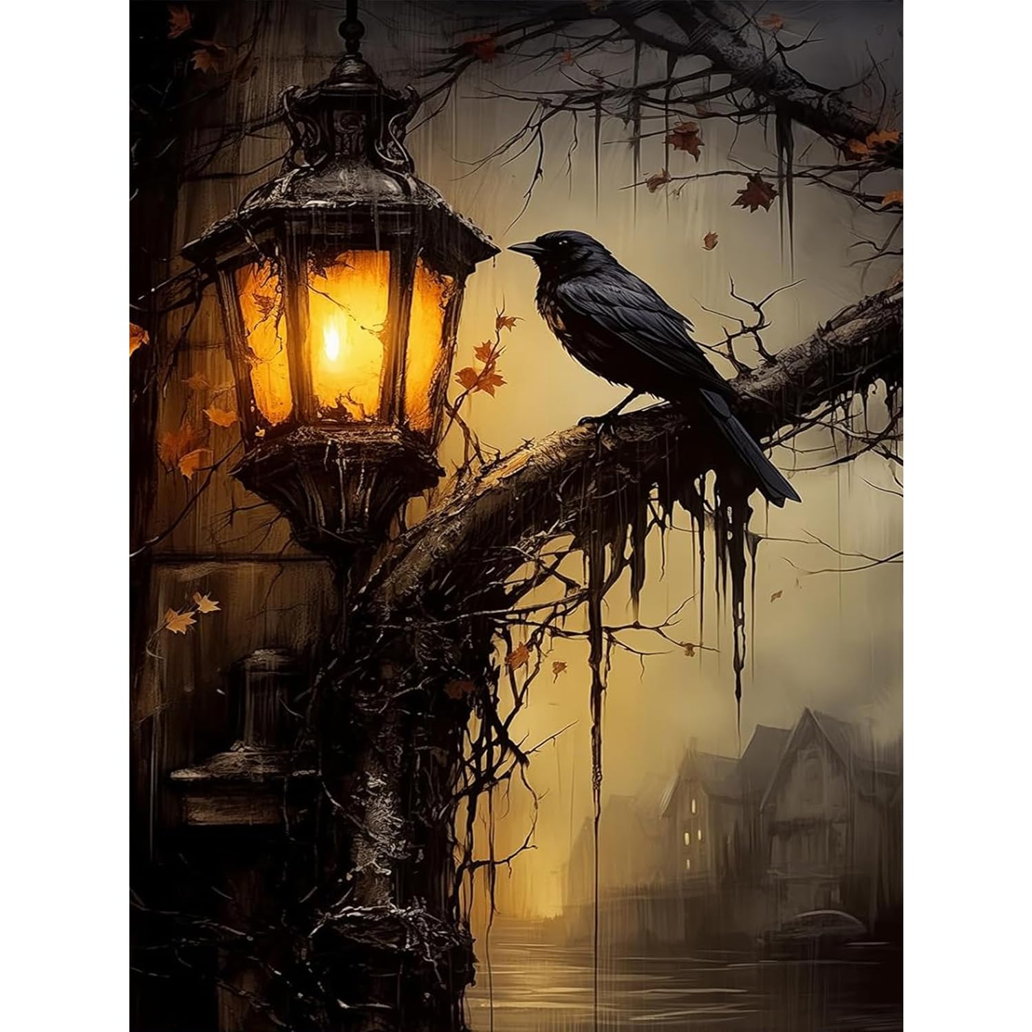 PHANTASYART Gothic Diamond Art, Crow Diamond Painting 12x16in โ image 1