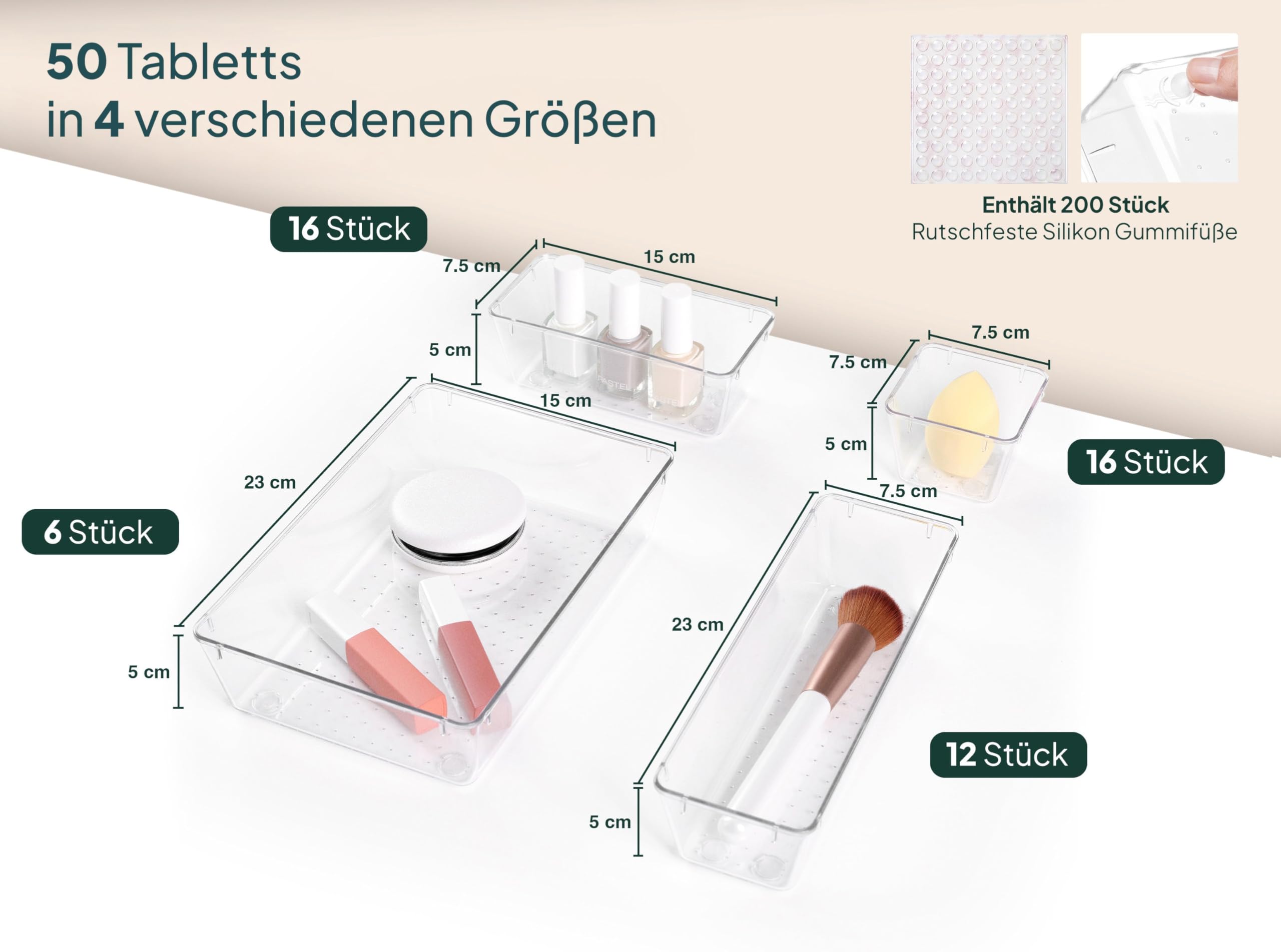 uandu Organizer per cassetti, set da 50 pezzi, organizer da scrivania, organizer da cucina, organizer per cassetti, organizer da toeletta, organizer per trucchi, organizer per cassetti, organizer da