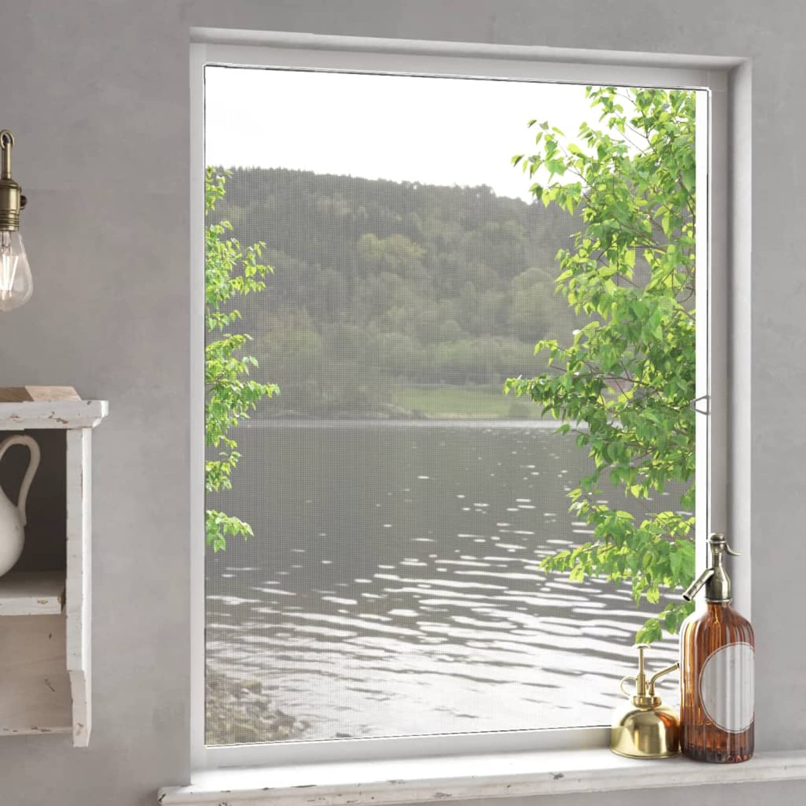 Insektenschutz für Fenster, Fliegengitter Fenster, Fliegenschutz Fenster, Pollenschutzgitter Fenster, Insektengitter Fenster, Insektennetz, Fensternetz, Weiß 80x100 cm