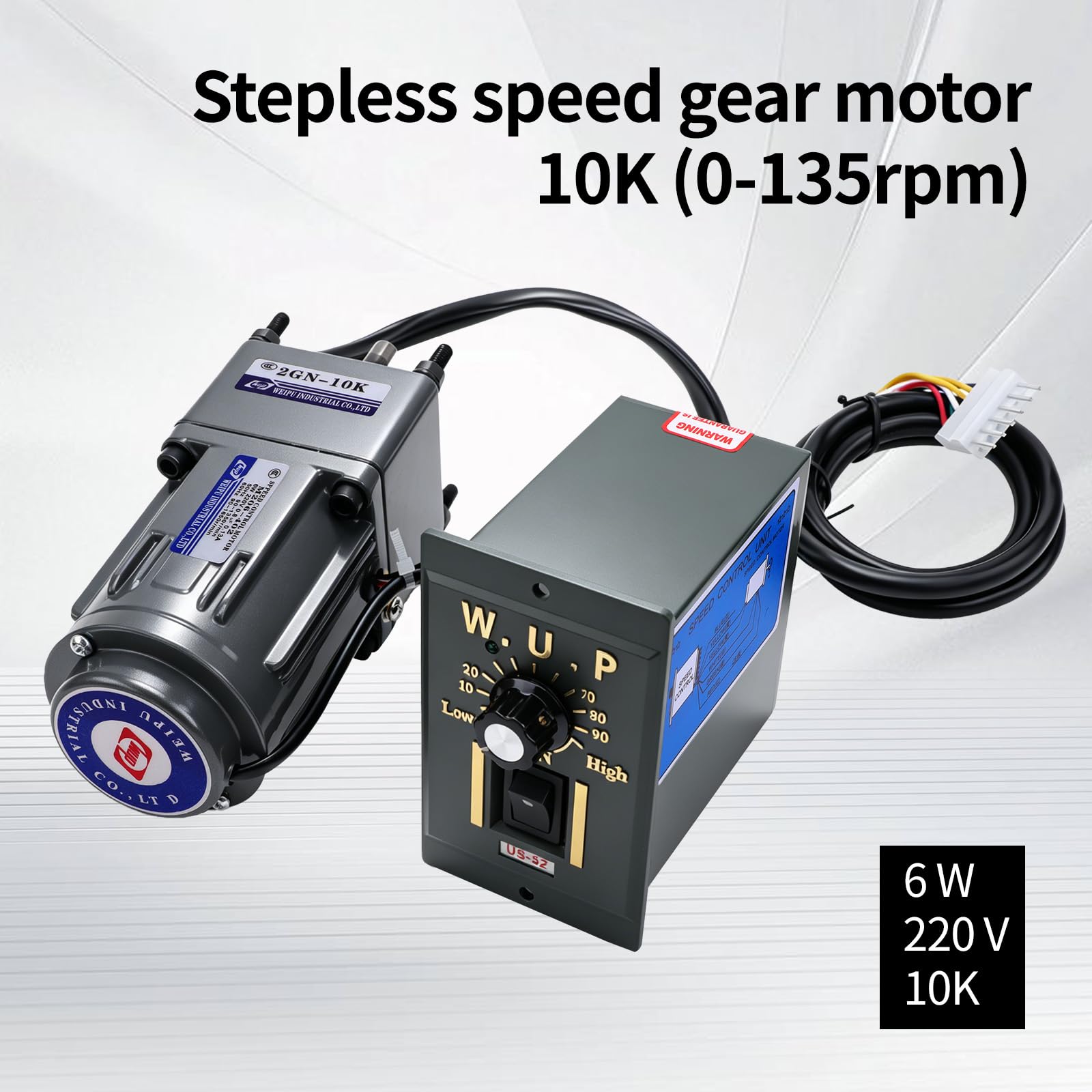 Motoriduttore 220v, Motore Elettrico Con Riduttore AC 6W 220V 0-135 Giri/Min (10k) 8 Nm Riduttore di Velocità A Frequenza Regolabile E Indietro Commutabile