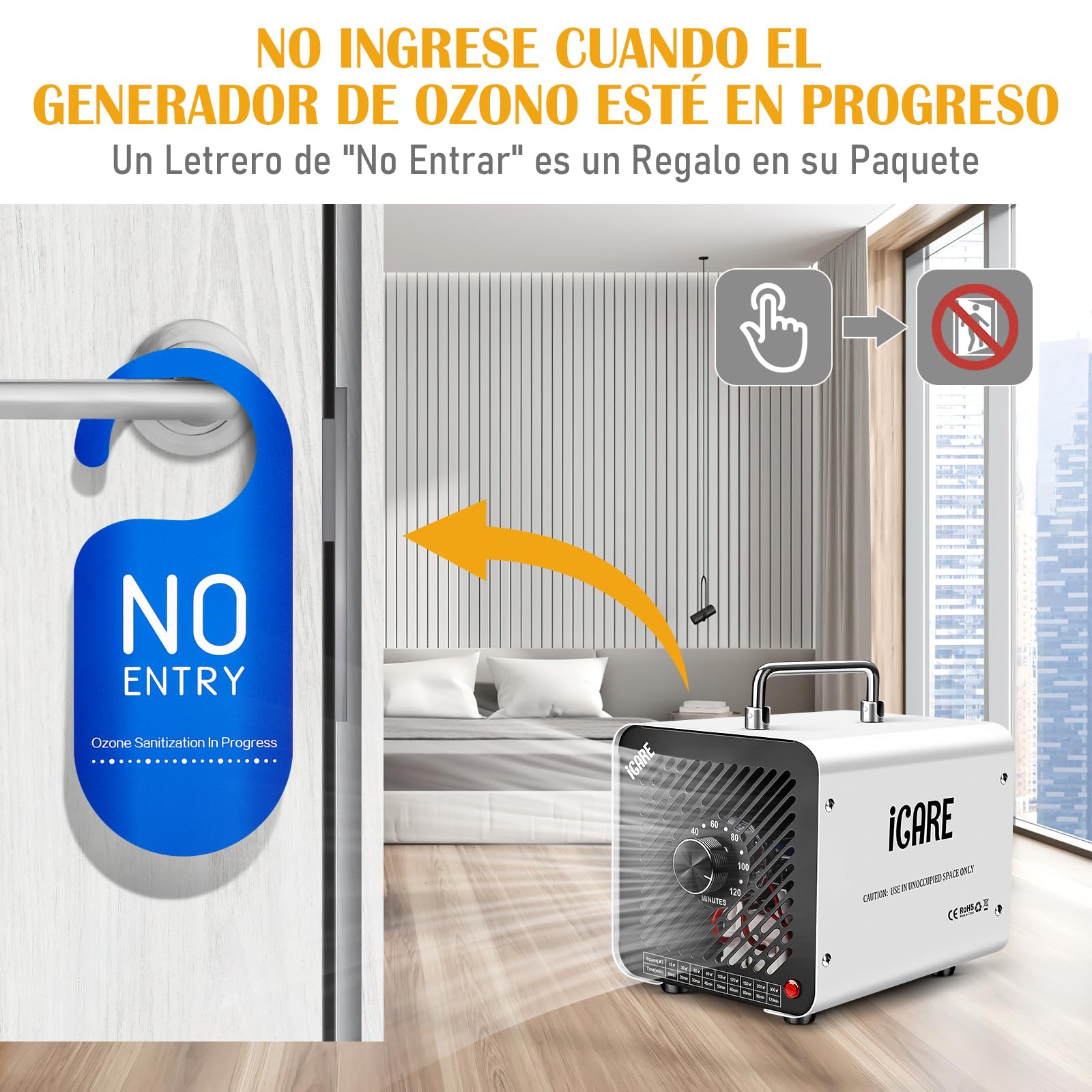 Generador de Ozono Hogar 30000mg/h, Profesional Máquina de Ozono, Generador Ozono Purificador de Aire con Temporizador, Dispositivo de ozono O3 Portátil para Garajes, Hogar, Coche Blanco