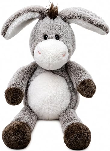 Donkey with Long Ears Soft Plush Toy - Grey & Brown - L30cm