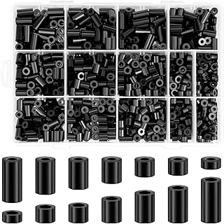 1000 Pcs Black Nylon Round Spacers for M3 M4 Screws, Electrical Outlet Kit