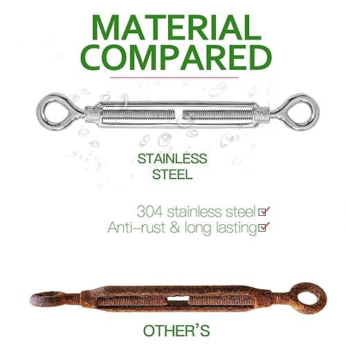 Miniatura 150 de Tensor de ojo y ojo M6, tensor de acero inoxidable 304 resistente tensión de cuerda de alambre 5 PC