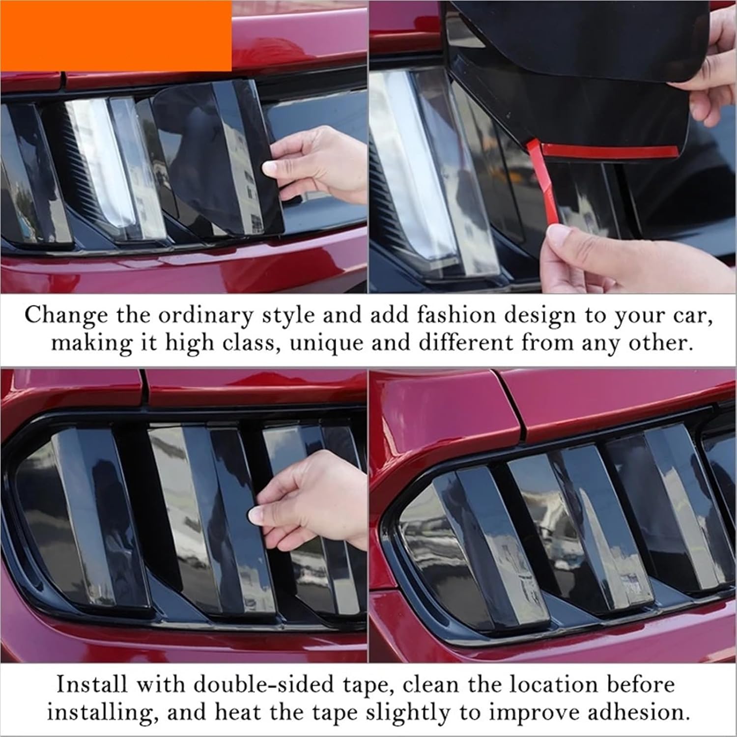 ABS Car Rear Tail Light Lamp Decoration Cover Trim Stickers Compatible For Ford Mustang 2015 2016 2017 Taillight Cover Accessories