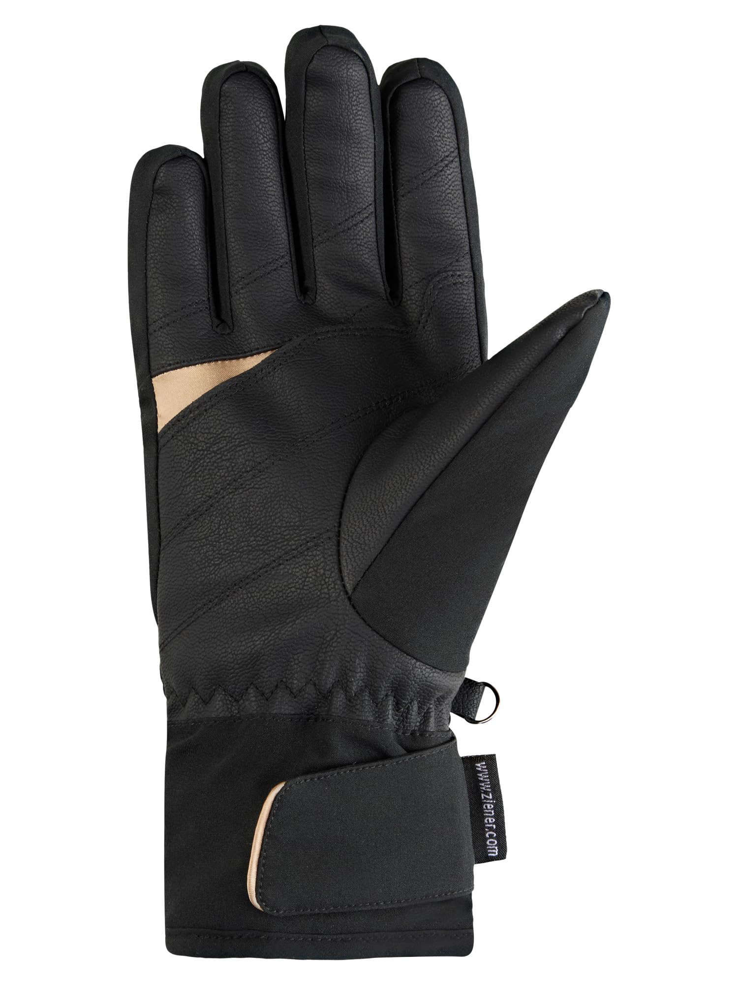 Ziener KARION-Z Gants de Ski/Sports d'hiver pour Femme - Imperméables - sans PFC - Noirs et dorés - Taille 7,5