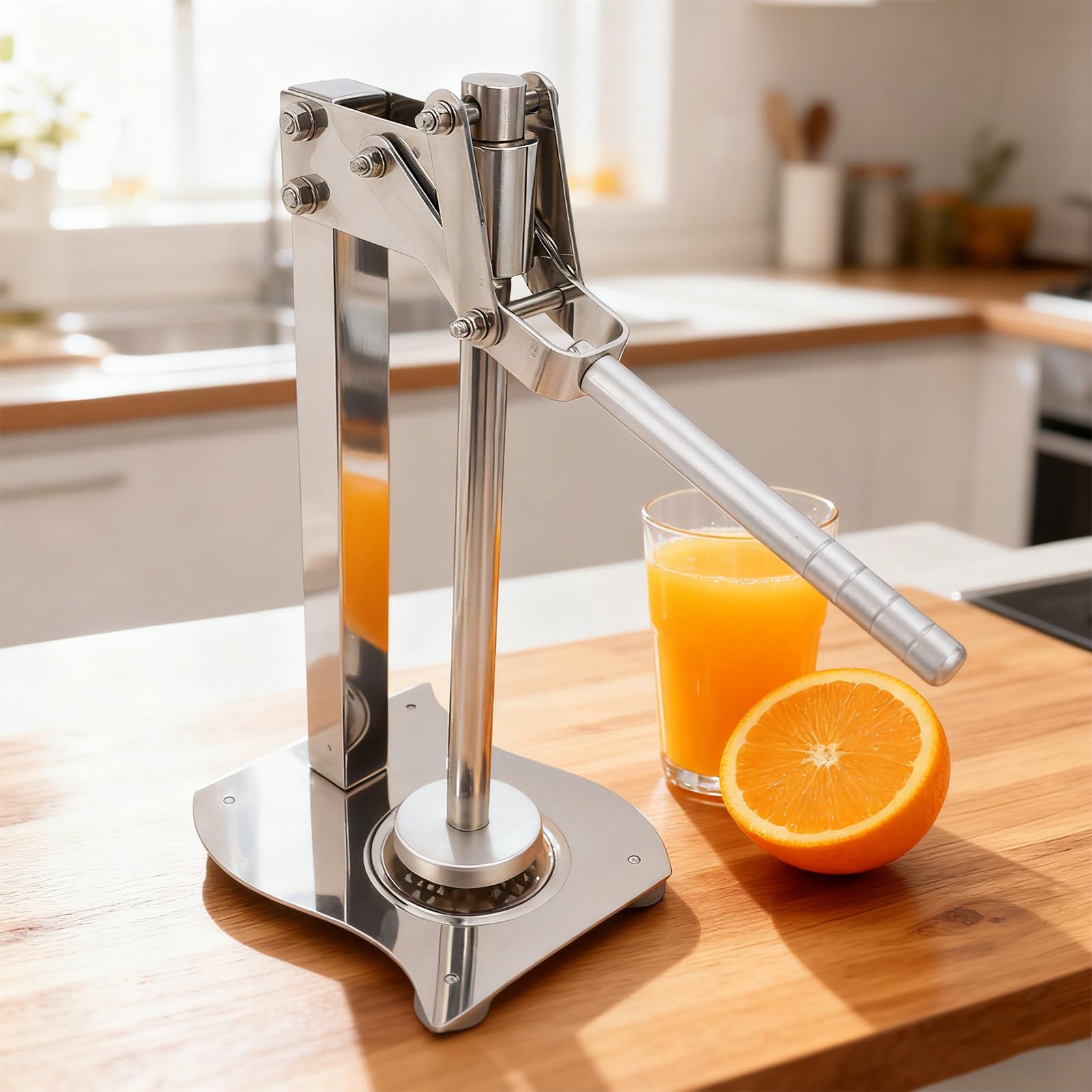 Exprimidor Manual de Acero Inoxidable 304, Extractor de Cítricos, Prensador de Limón con Mango Antideslizante para Cocina