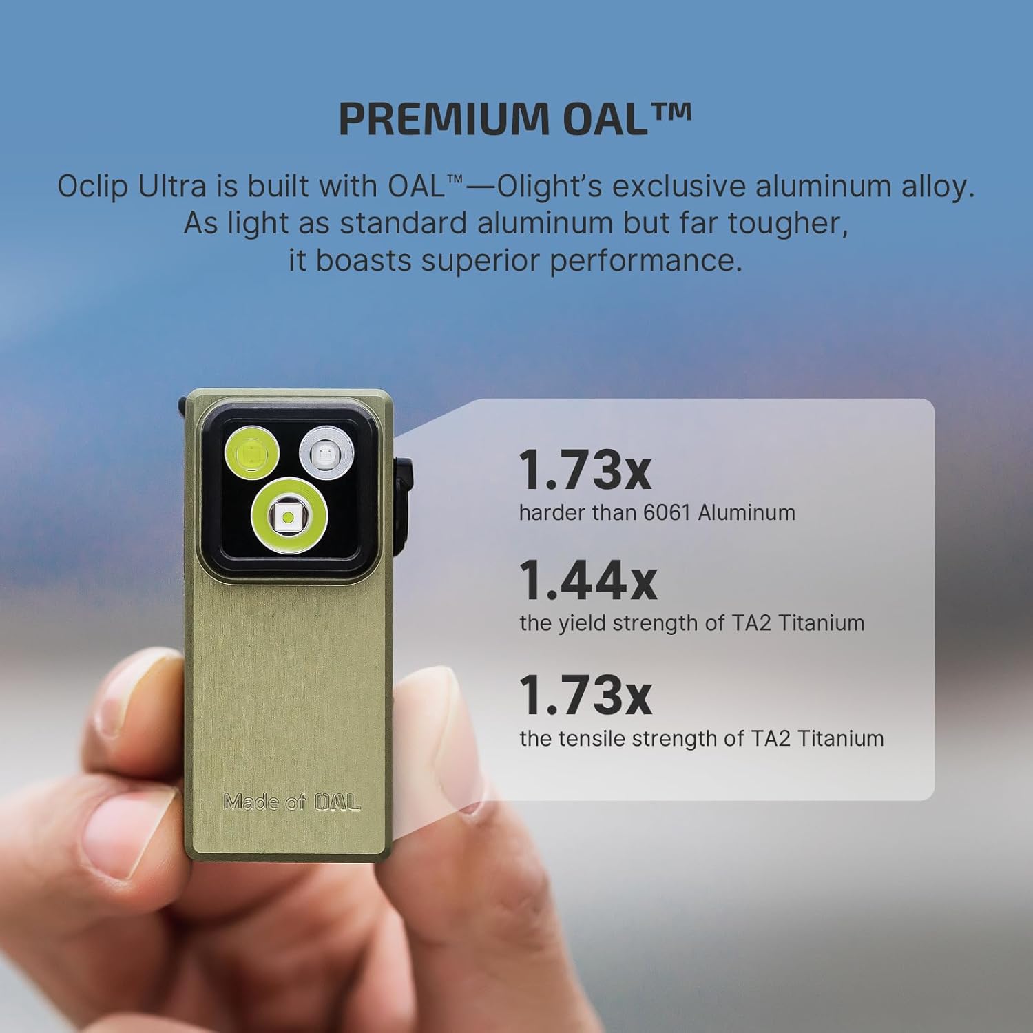 OLIGHT Oclip Ultra highlighting O-aluminum material properties