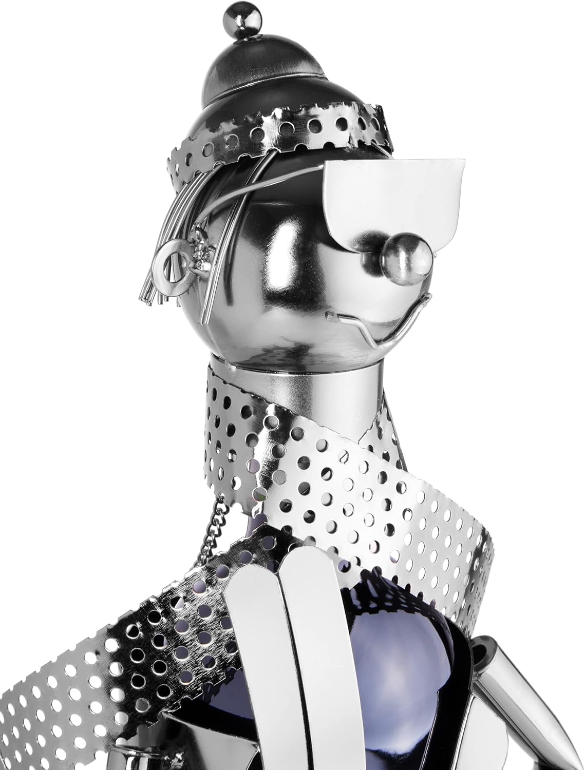 BRUBAKER Wine Bottle Holder Skier - Metal Sculpture - Wine Rack Decor - Tabletop - with Greeting Card