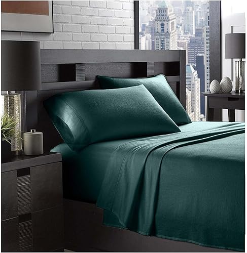 Miniatura 4 de Empire Home Fashi Sábana encimera de franela 100% algodón para una comodidad suprema (tamaño matrimonial, verde)