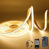 AXMOTUT 16.4ft COB LED Strip Lights 3000K Warm White 2400 LEDs Dimmable RF Remote Kit for Bedroom Kitchen DIY