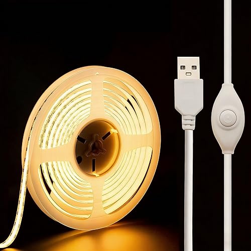 Miniatura 12 de Tira de luces LED USB de 5 V, paquete de 2 tiras de luz COB blanca, luces de TV de 3.28 pies, tira LED corta de 5 V flexible y brillante para debajo