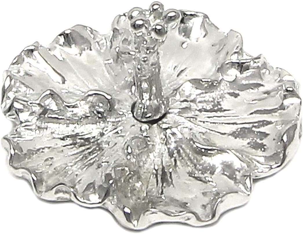 Hibiscus Flower Ring Holder - Tiny Ring Stand Gift Boxed Friendship Story Card -Handcrafted Pewter Made in USA (Shipped from Artist Studio)