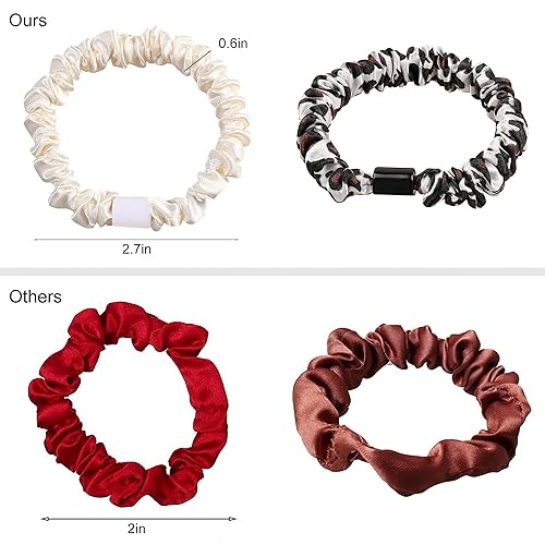 Miniatura 3 de Ivyu Lazos de satén para el cabello, pequeños y finos para mujeres, accesorios para cabello grueso, suave, antideslizante, elástico, soporte para