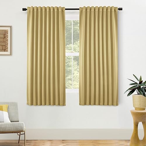Miniatura 20 de SHINELAND Cortinas opacas de 102 pulgadas para sala de estar, cortinas opacas con pestaña trasera de 102 pulgadas de largo para dormitorio, Crema