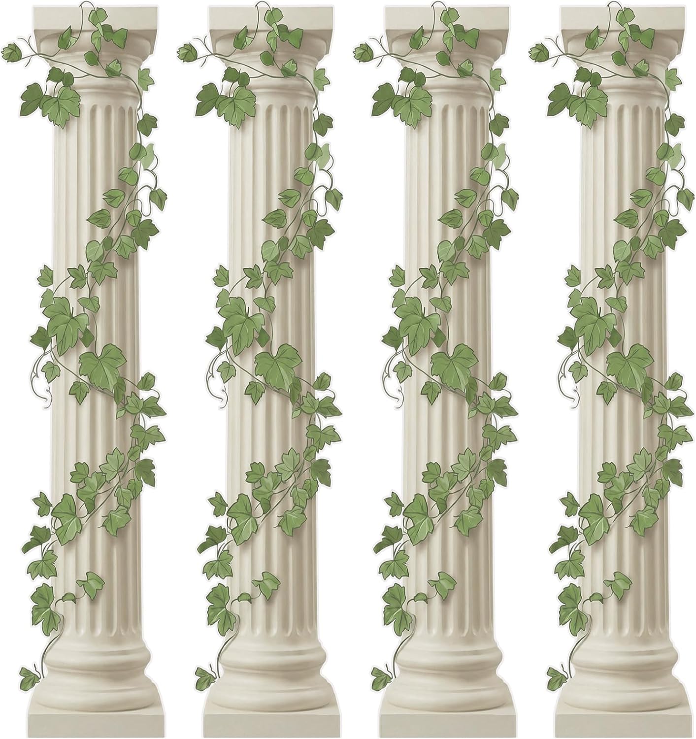 Leinuosen 4 Pcs 5.81 Ft Greek Columns Cardboard with Grape Leaves Greek Pillars Cutouts Ancient Mythology Decor for Medieval Renaissance Birthday Party Wall Photo Backdrop Photography Supplies