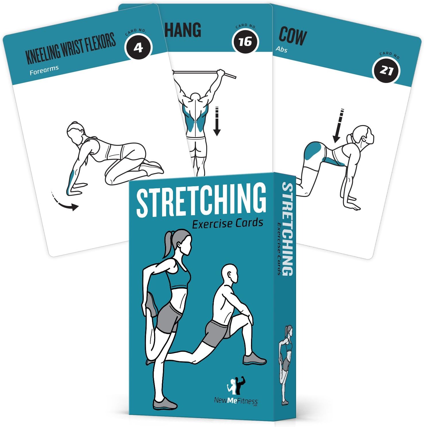 Stretching Workout Cards, Instructional Fitness Deck for Women & Men, Beginner Fitness Guide to Training Exercises at Home or Gym