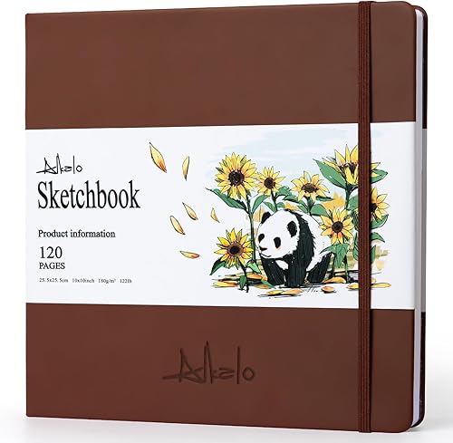 Vista 31 de Cuaderno de bocetos cuadrado para dibujo, libro de bocetos de 120 páginas, papel grueso de 122 libras/180 GSM, cuaderno de bocetos de medios mixtos