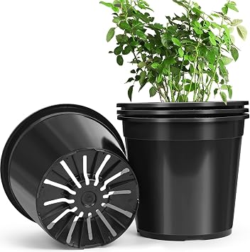 4pcs 10 Gallon Pots for Plants, 10 Gallon Plastic Nursery Pot with Drainage Holes, Planter Seedling Pots for Nursery Garden, Flowers, Succulent Outdoor Indoor 10 Gal- 4 Pack