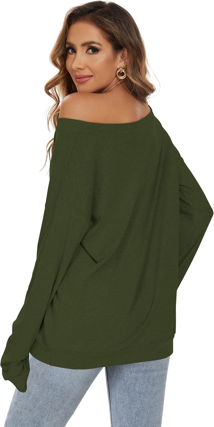 florynova Womens Off The Shoulder Sweatshirt Long Sleeve Tops Pullover Sweater Causal Loose Blouse Tunic Tshirts 3 71GjVKOG3pL. AC SL1500