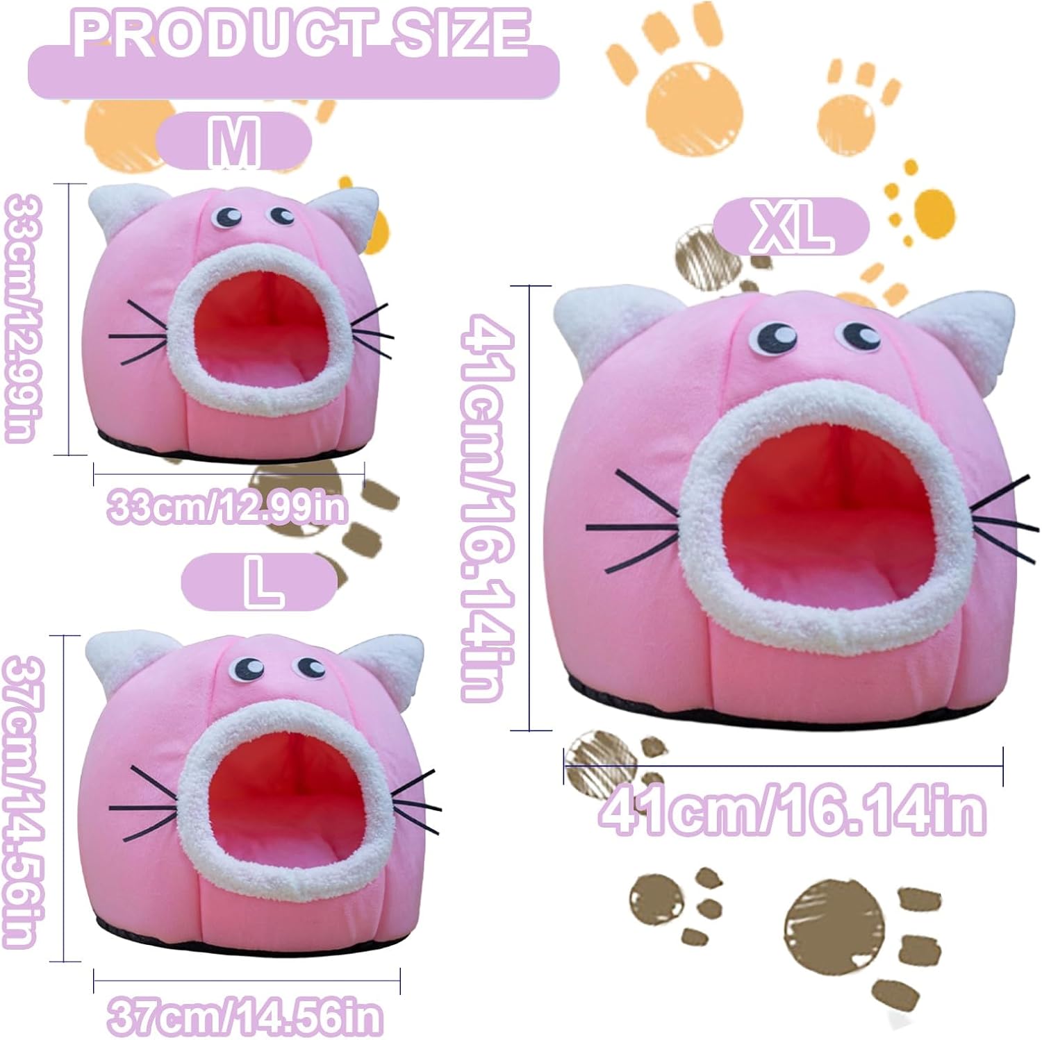 Cat Beds for Indoor Cats, Small Cat House, Washable Cat Bed Cave House Cozy Cat Hideout, Cat Tent Cat Sofa with Cushion Pillow, for Cats or Small Dogs/Puppy/Kitty/Kitten/Rabbit ( Color : Pink , Size :
