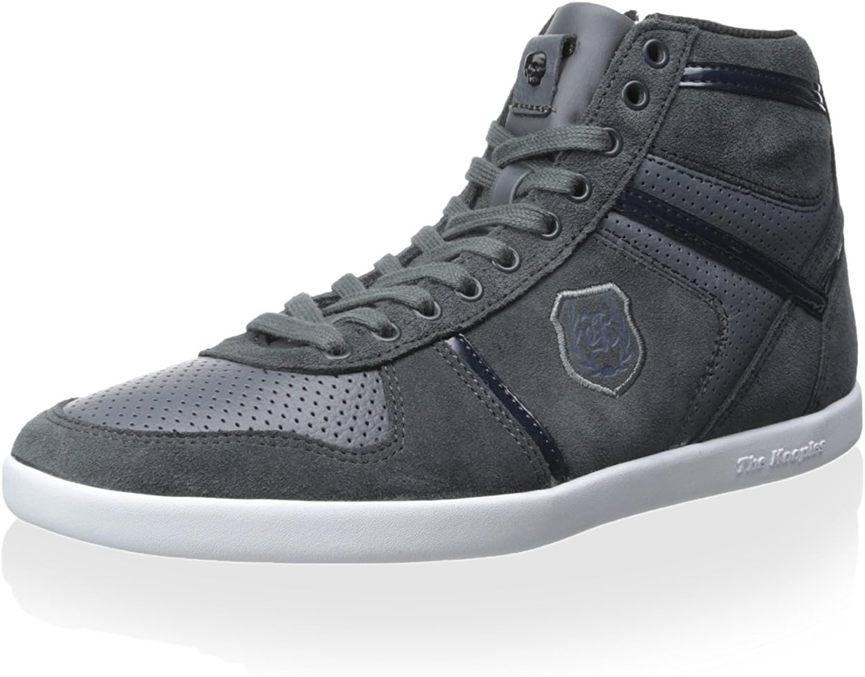 The Kooples Sport Men's Leather and Suede Hi Top Sneaker, Grey/Navy, 42 M EU/9 M US