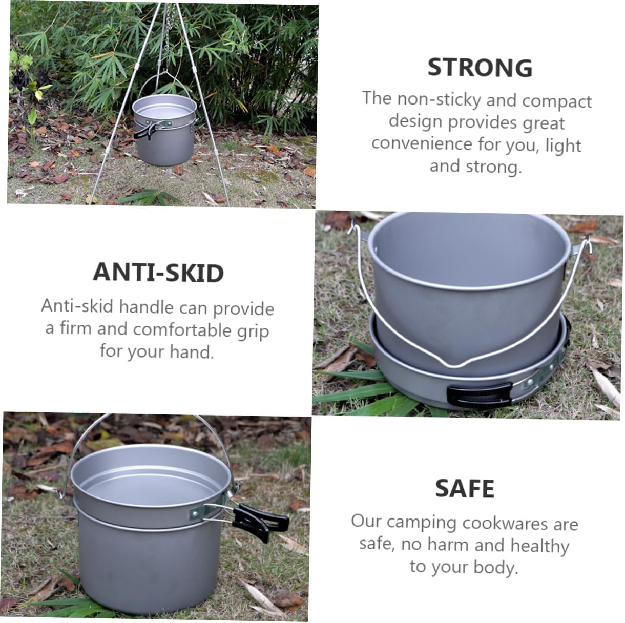 1set Multifunctional Non-Stick Camping Cookware Pot Set for Outdoor Cooking Lightweight Aluminum Cookware for Hiking Backpacking and Picnic Use