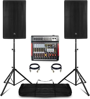 Power Dynamics PD415A Live Sound PA System Package with PDM-T804 Stage Mixer - Bluetooth, USB Interface, DSP