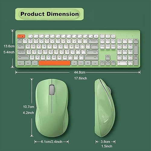 Miniatura 3 de Juego de mouse de teclado inalámbrico, teclado silencioso portátil de chocolate de 2.4 G con bonito teclado redondo colorido, 104 teclas de tamaño